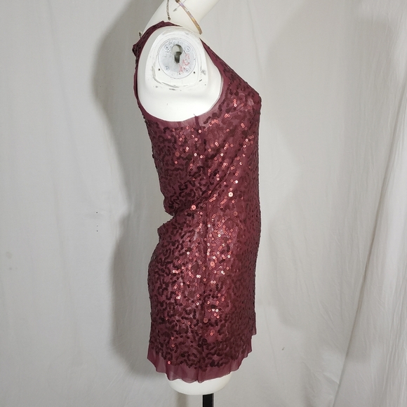 Max studio sequin sheer burgandy top size S - Picture 2 of 6